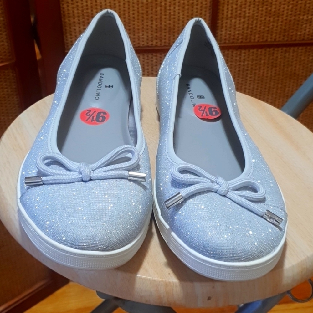 Bamdolino Glittery Ballet Flats Silver 9.5